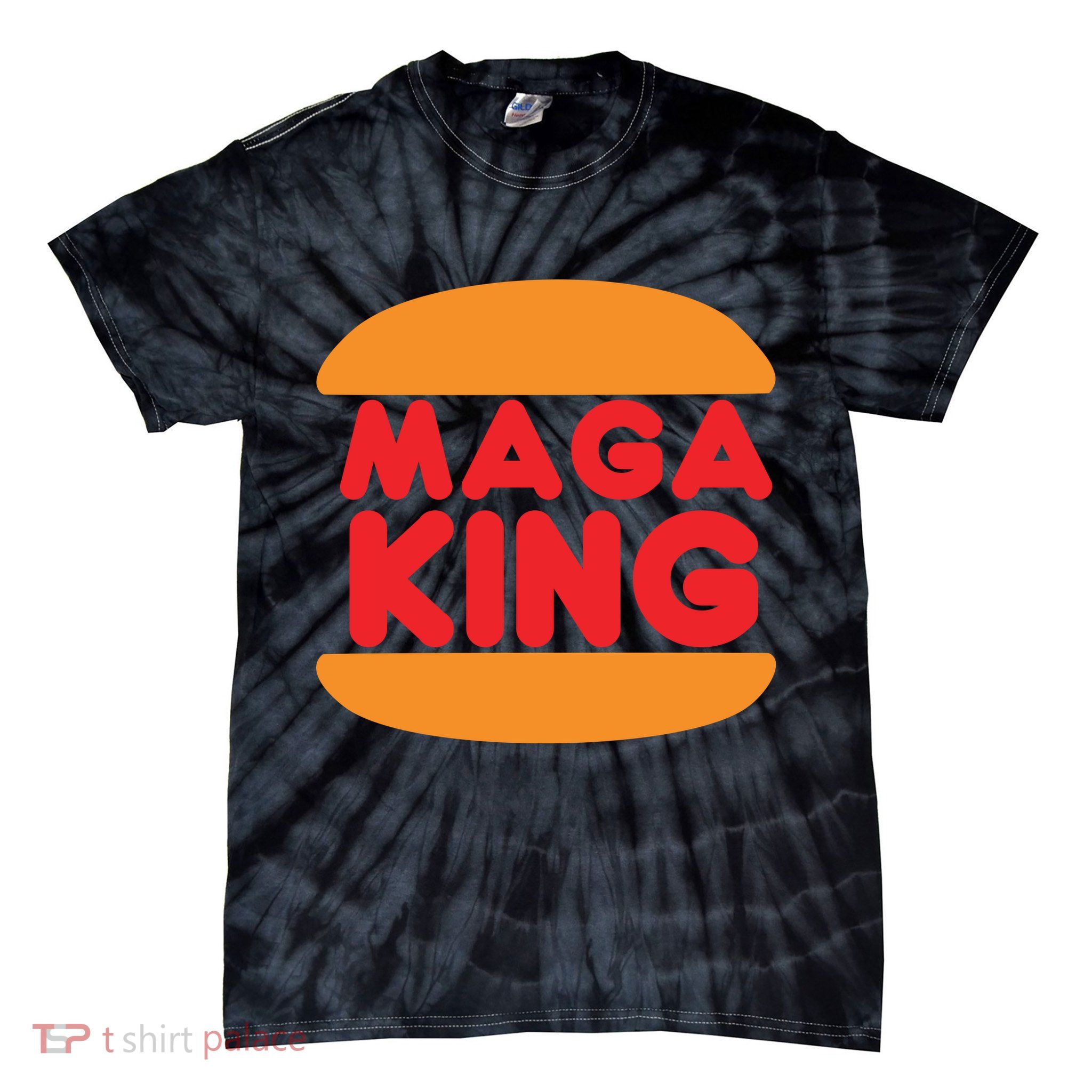 Maga King Burger Spoof Logo Tie-Dye T-Shirt