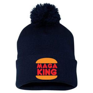 Maga King Burger Spoof Logo Pom Pom 12in Knit Beanie