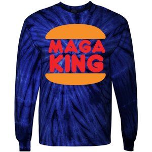 Maga King Burger Spoof Logo Tie-Dye Long Sleeve Shirt