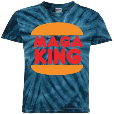 Maga King Burger Spoof Logo Kids Tie-Dye T-Shirt