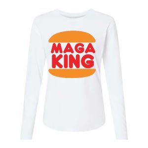 Maga King Burger Spoof Logo Womens Cotton Relaxed Long Sleeve T-Shirt