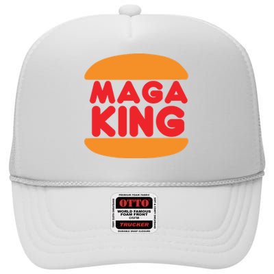 Maga King Burger Spoof Logo High Crown Mesh Back Trucker Hat