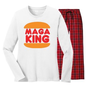 Maga King Burger Spoof Logo Women's Long Sleeve Flannel Pajama Set 