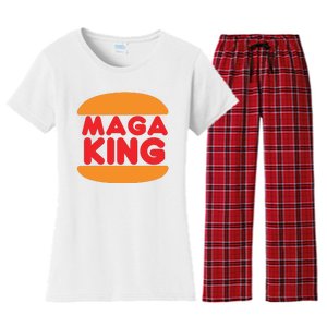 Maga King Burger Spoof Logo Women's Flannel Pajama Set