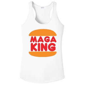 Maga King Burger Spoof Logo Ladies PosiCharge Competitor Racerback Tank