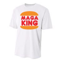 Maga King Burger Spoof Logo Youth Performance Sprint T-Shirt