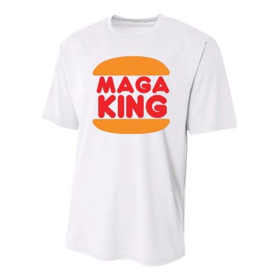 Maga King Burger Spoof Logo Youth Performance Sprint T-Shirt