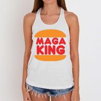 Maga King Burger Spoof Logo Women's Knotted Racerback Tank