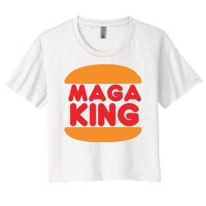 Maga King Burger Spoof Logo Women's Crop Top Tee