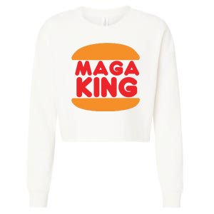 Maga King Burger Spoof Logo Cropped Pullover Crew