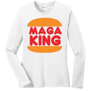 Maga King Burger Spoof Logo Ladies Long Sleeve Shirt