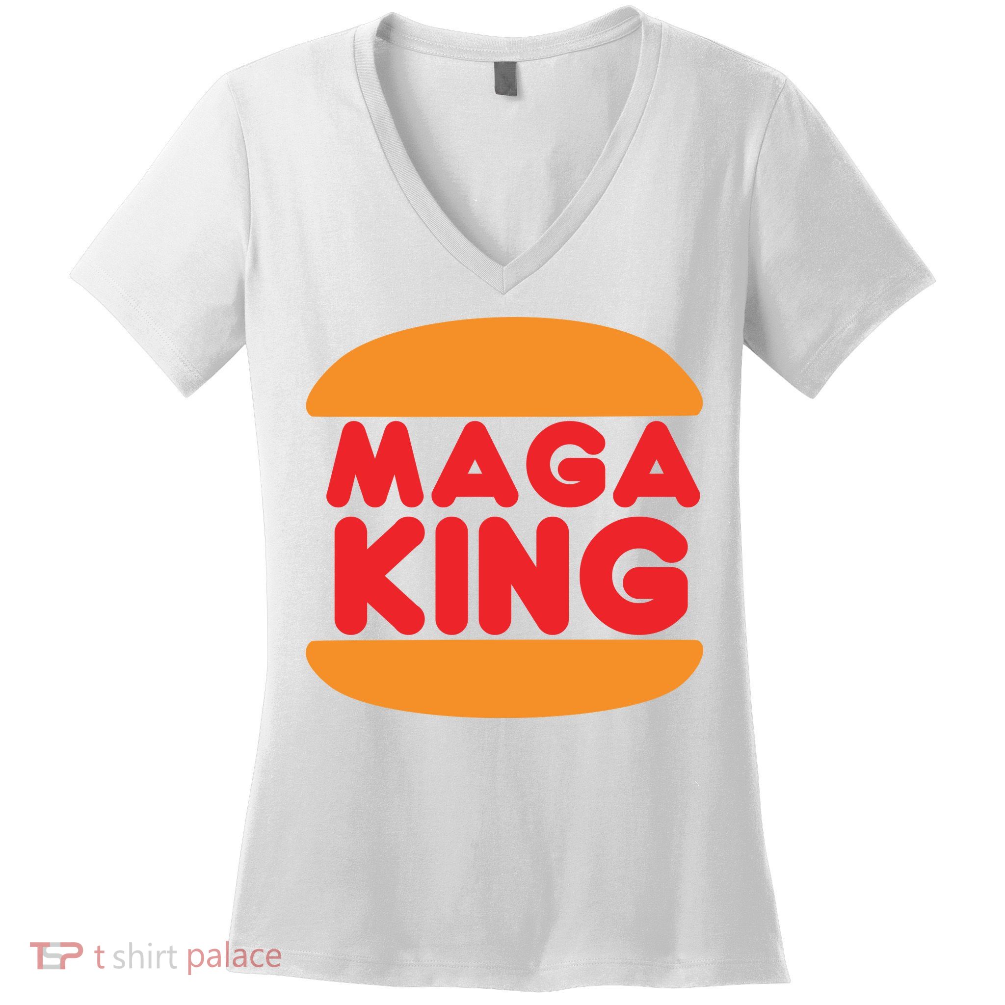 Maga King Burger Spoof Logo Women's V-Neck T-Shirt
