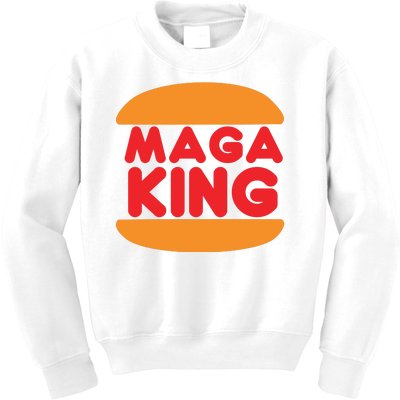 Maga King Burger Spoof Logo Kids Sweatshirt