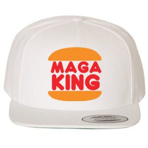 Maga King Burger Spoof Logo Wool Snapback Cap