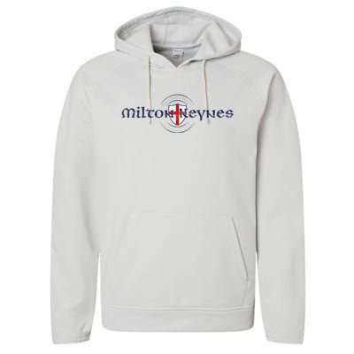 Milton Keynes Buckinghamshire England English Flag Performance Fleece Hoodie