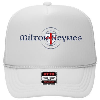 Milton Keynes Buckinghamshire England English Flag High Crown Mesh Back Trucker Hat