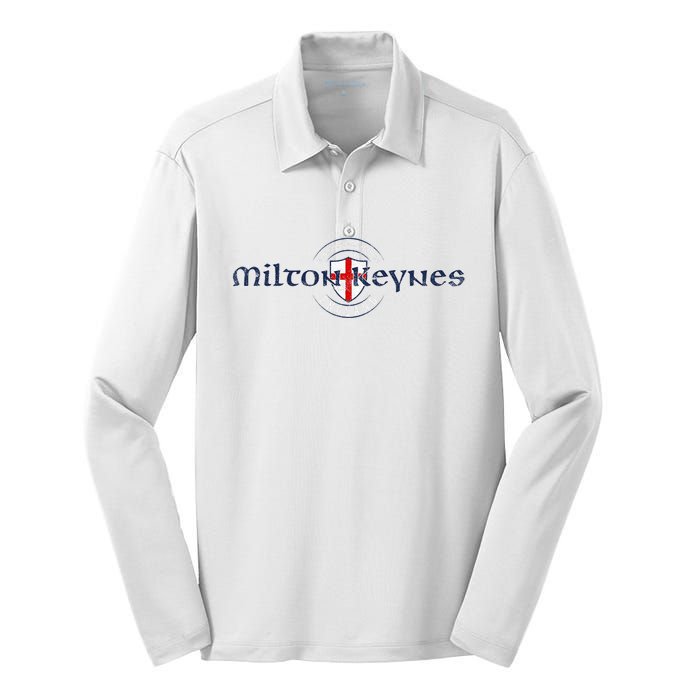 Milton Keynes Buckinghamshire England English Flag Silk Touch Performance Long Sleeve Polo