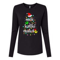 Mele Kalikimaka Christmas Hawaiian Santa Womens Cotton Relaxed Long Sleeve T-Shirt