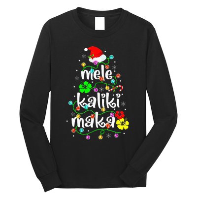 Mele Kalikimaka Christmas Hawaiian Santa Long Sleeve Shirt