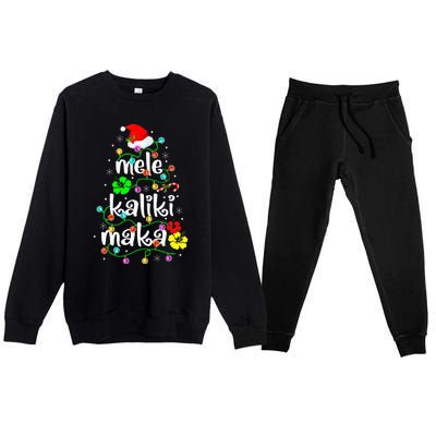 Mele Kalikimaka Christmas Hawaiian Santa Premium Crewneck Sweatsuit Set