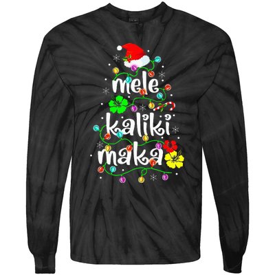 Mele Kalikimaka Christmas Hawaiian Santa Tie-Dye Long Sleeve Shirt