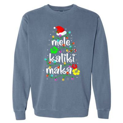 Mele Kalikimaka Christmas Hawaiian Santa Garment-Dyed Sweatshirt