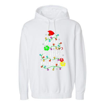 Mele Kalikimaka Christmas Hawaiian Santa Garment-Dyed Fleece Hoodie