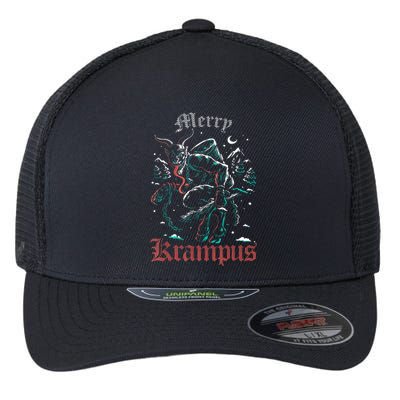 Merry Krampus Christmas Xmas Horror Ugly Sweater Flexfit Unipanel Trucker Cap