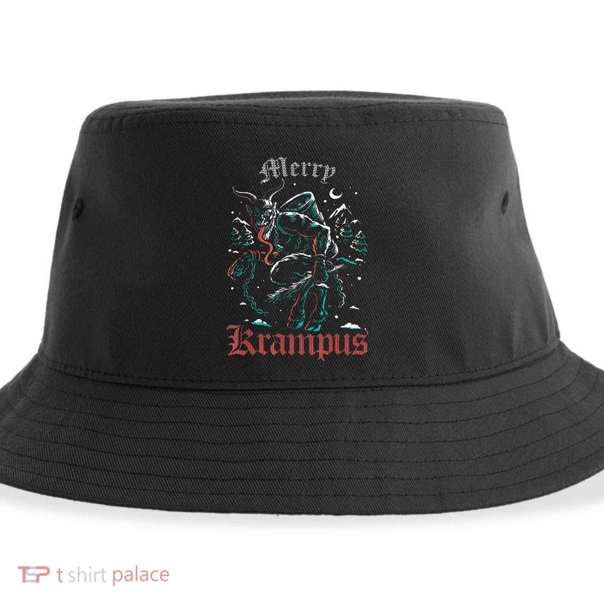 Merry Krampus Christmas Xmas Horror Ugly Sweater Sustainable Bucket Hat