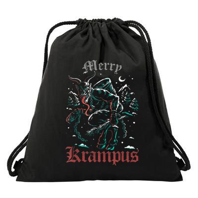 Merry Krampus Christmas Xmas Horror Ugly Sweater Drawstring Bag