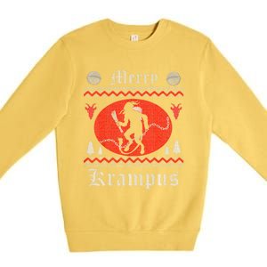 Merry Krampus Christmas Xmas Horror Ugly Sweater Evil Pajama Gift Premium Crewneck Sweatshirt