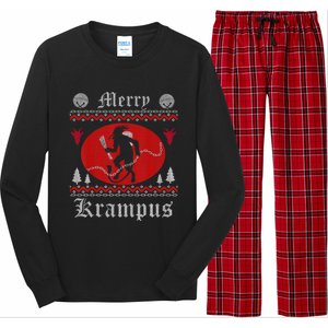 Merry Krampus Christmas Xmas Horror Ugly Sweater Evil Pajama Gift Long Sleeve Pajama Set