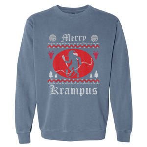 Merry Krampus Christmas Xmas Horror Ugly Sweater Evil Pajama Gift Garment-Dyed Sweatshirt