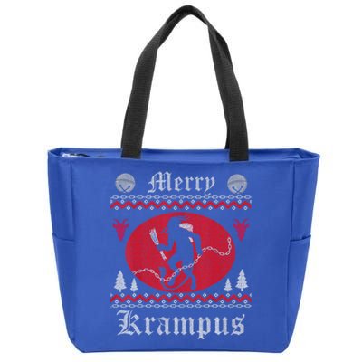 Merry Krampus Christmas Xmas Horror Ugly Sweater Evil Pajama Gift Zip Tote Bag