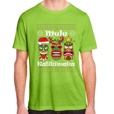 Mele Kalikimaka Christmas Hawaiian Santa Tiki Ugly Xmas Adult ChromaSoft Performance T-Shirt