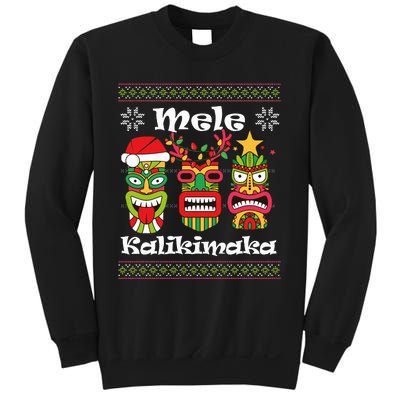 Mele Kalikimaka Christmas Hawaiian Santa Tiki Ugly Xmas Sweatshirt