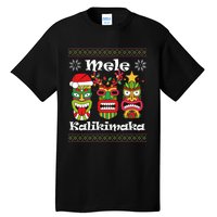 Mele Kalikimaka Christmas Hawaiian Santa Tiki Ugly Xmas Tall T-Shirt