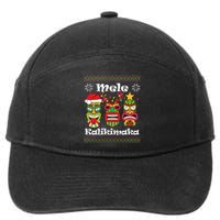 Mele Kalikimaka Christmas Hawaiian Santa Tiki Ugly Xmas 7-Panel Snapback Hat