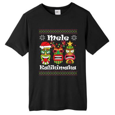 Mele Kalikimaka Christmas Hawaiian Santa Tiki Ugly Xmas Tall Fusion ChromaSoft Performance T-Shirt