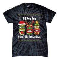 Mele Kalikimaka Christmas Hawaiian Santa Tiki Ugly Xmas Tie-Dye T-Shirt