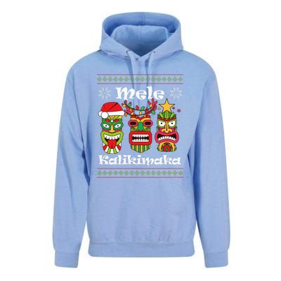 Mele Kalikimaka Christmas Hawaiian Santa Tiki Ugly Xmas Unisex Surf Hoodie