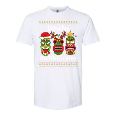 Mele Kalikimaka Christmas Hawaiian Santa Tiki Ugly Xmas Softstyle® CVC T-Shirt