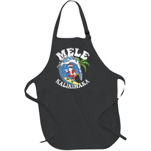 Mele Kalikimaka Christmas Surf Santa Surfing Hawaii Full-Length Apron With Pockets