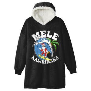 Mele Kalikimaka Christmas Surf Santa Surfing Hawaii Hooded Wearable Blanket