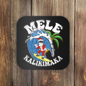 Mele Kalikimaka Christmas Surf Santa Surfing Hawaii Coaster