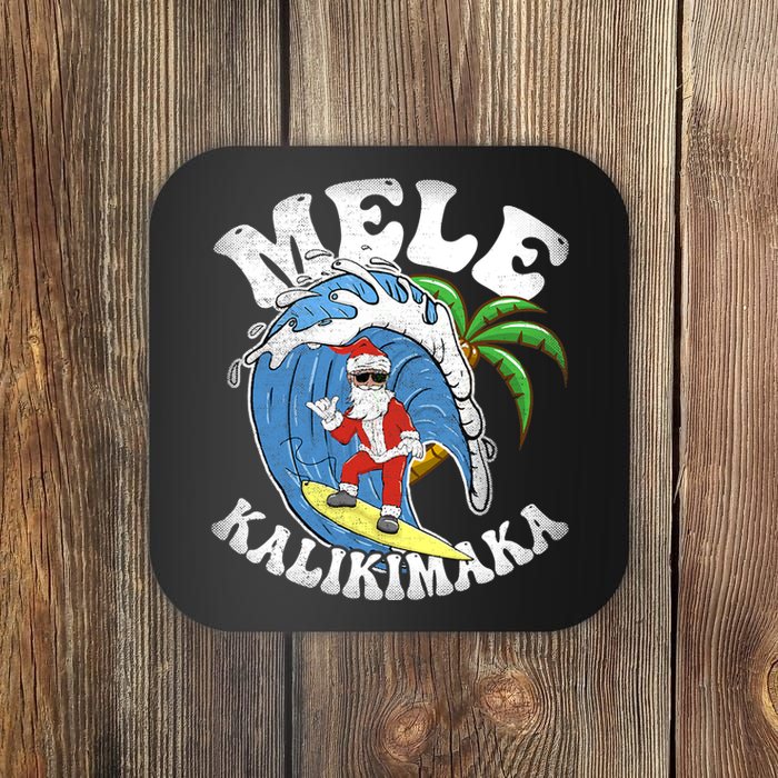 Mele Kalikimaka Christmas Surf Santa Surfing Hawaii Coaster