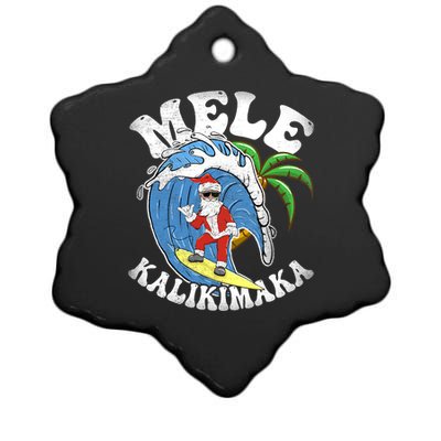 Mele Kalikimaka Christmas Surf Santa Surfing Hawaii Ceramic Star Ornament