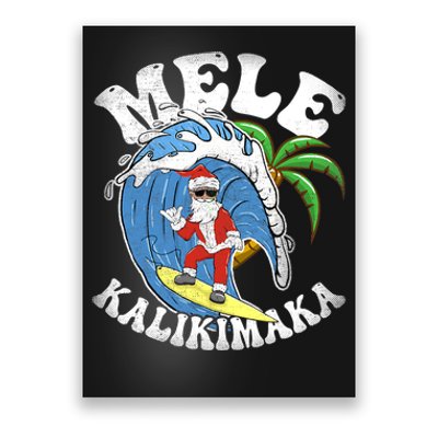 Mele Kalikimaka Christmas Surf Santa Surfing Hawaii Poster