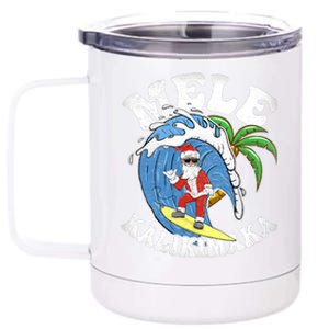 Mele Kalikimaka Christmas Surf Santa Surfing Hawaii 12 oz Stainless Steel Tumbler Cup