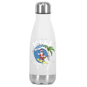 Mele Kalikimaka Christmas Surf Santa Surfing Hawaii Stainless Steel Insulated Water Bottle